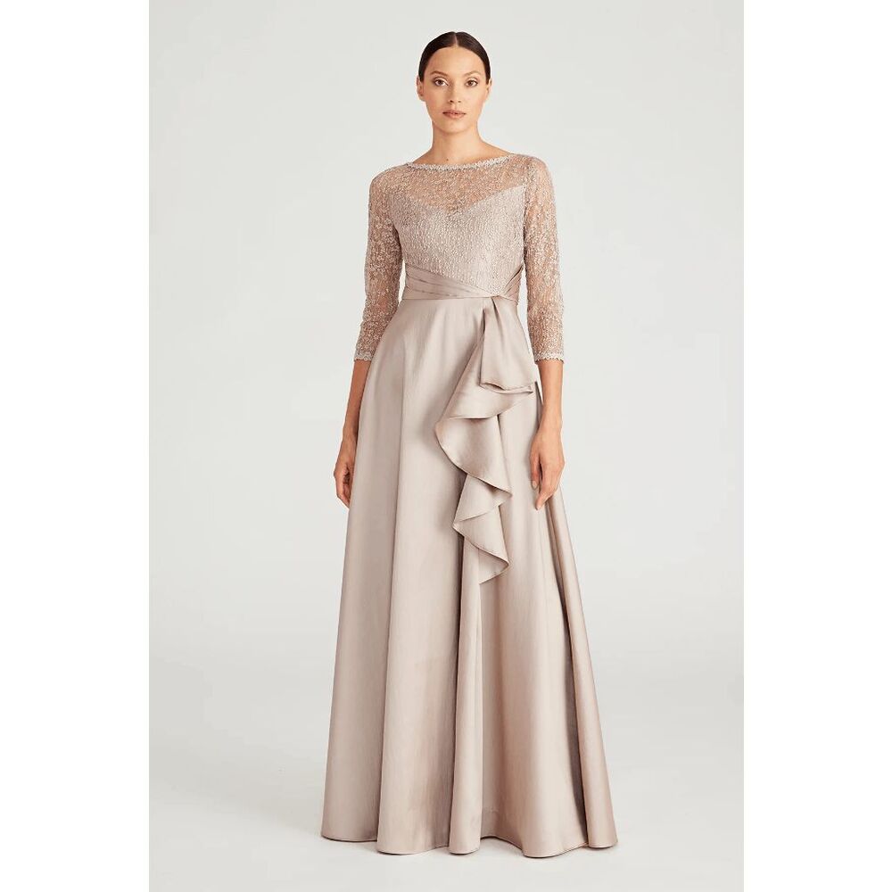 Theia Zola Bateau Mikado Lace Gown in Clay US 6 $795